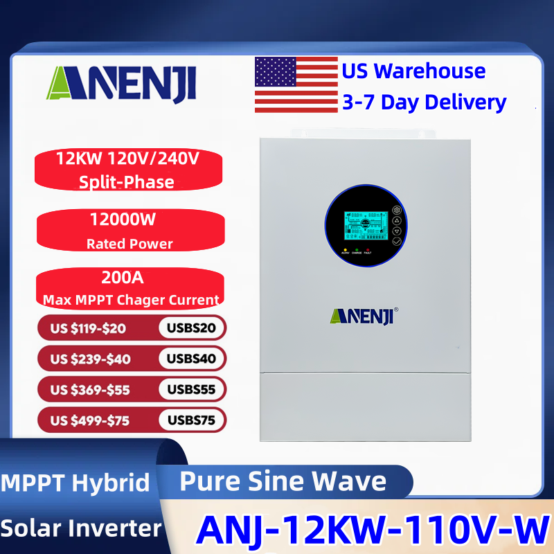 Flexible Solar Panel - ANENJI Inverter Surya Hibrida Split-phase 120V/240V