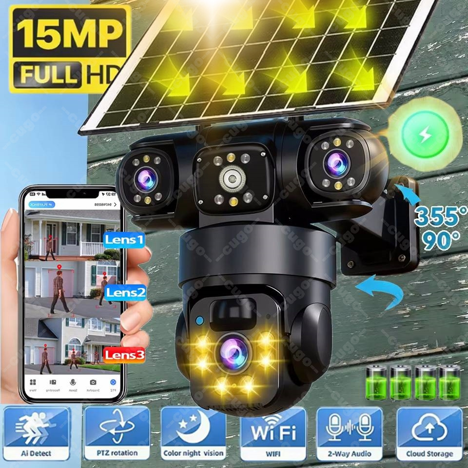 Jinko Solar Panel Cheetah - Kamera Keamanan Tenaga Surya 8K HD,